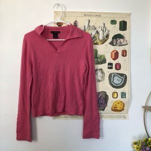 Willi Smith Pink Button Bell Sleeve Sweater